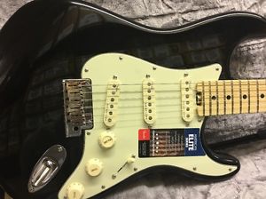 Fender American Elite Stratocaster Strat Mystic Black W/HSC Locking Tuners