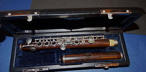 alte LEBRET Piccolo Querflöte Piccoloflöte in C, Cocoboloholz spielbereit