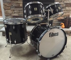Vintage Fibes Black Acrylic Drum Set 22/16/13/12 Drum Kit *CLEAN* CF Martin Co.