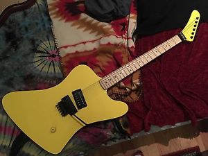 Warmoth Custom Guitar Firebird shape Yellow reverse headstock Floyd Rose