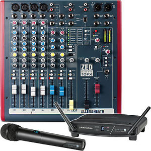 Allen & Heath ZED60-10FX Audio Mixer with Audio-Technica Series 10 Wireless Mic