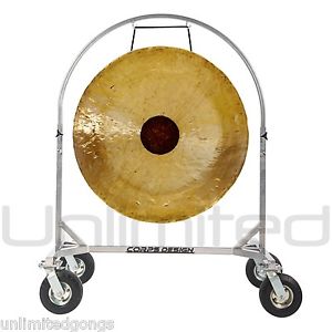 36" Chocolate Drop Gong on Chrome Corps Design Marching Band Gong Stand w Mallet