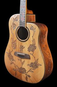 Blueberry  New Handmade Dreadnought Guitar "Floral" + Warranty & Hard Case