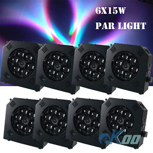 8 Units 6X15W RGBW Par LED Bee Light Wash DMX Stage Light DJ Club American
