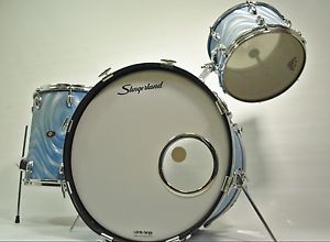 Vintage Slingerland 3pc Kit - Blue Swirl 20-12-16 - Gorgeous all original +CASES