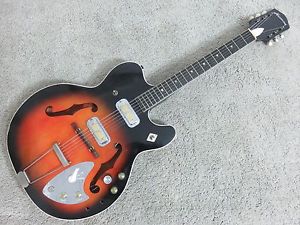Vintage 1970s Harmony Vibrajet H66 Electric Guitar DeArmond Gold Foil Sunburst