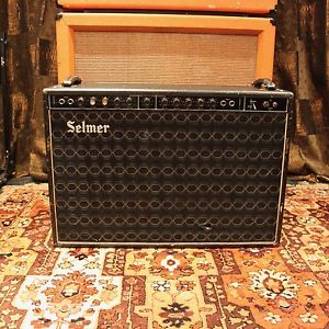 Vintage 1966 Selmer Taurus Sixty Transistor 2x12 Amplifier w/ Audiom 61 & Pedal