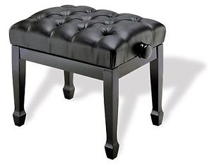 Concert Stool In Black With a Black Leather Button Seat (Fixed Legs