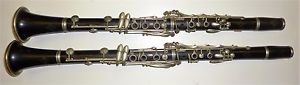 set of Vintage Wooden Buffet Crampon A Paris Made in France Clarinets A Bb pair