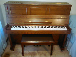 Samick Studio Upright Piano 47" Tall with Medium Oak Wood Finish