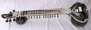 SITAR ROYAL BLACK  TUNNA WOOD PROFFESSIONAL WITH FIBERGLASS CASE SAT005