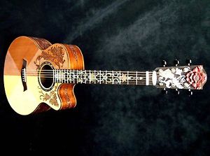 Blueberry New Handmade Grand Concert Guitar "Floral"  Hard Case& Warranty