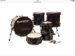 Schlagzeug Ludwig,  Epic Series Euro Drum Kit, Transparent Black, Shellset,