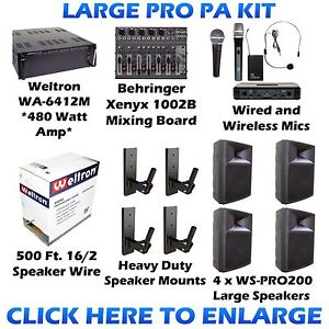 LARGE PRO Outdoor PA Sound System KIT High School FOOTBALL Sports Field, Horse