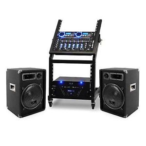 EQUIPO SONIDO DJ PROFI 2x ALTAVOZ REPRODUCTOR CD MESA MEZCLAS AMPLIFICADOR RACK