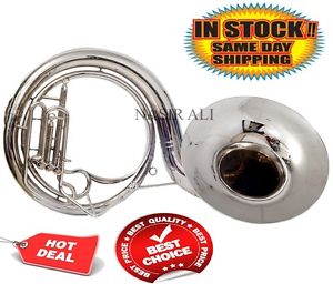 INDIAN HANDMADE SOUSAPHONE NICKEL PLATED Bb PITCH FOR SALE WITH FREE Carry Bag