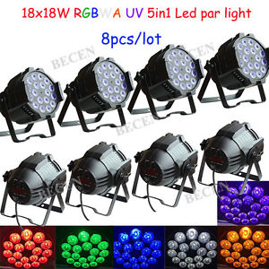 8pcs 18X18W LED par light 6IN1 RGBWA UV par can stage lighting for sale