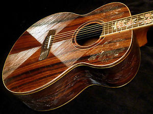 Blueberry  New Handmade Grand Concert Guitar "Floral" Motif with Hard Case