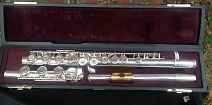 Yamaha < SOLID SILVER > Flute & Case & Bag yfl471 gold lip