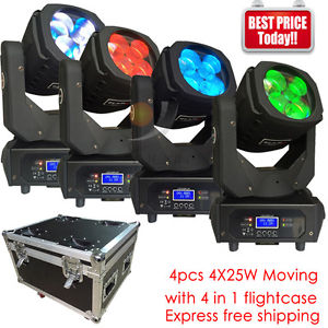 4pcs/lot 4X25W moving beam head light led rgbw 4in1 for disco dj party lights