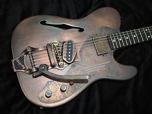 James Trussart - Antique Copper Steelcaster with Rose Engraved and Bigsby