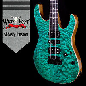 Suhr Modern Quilt Maple w Black Limba Body / Neck Ebony Board Trans Teal