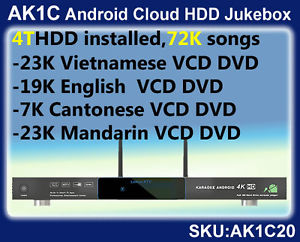 Android Cloud HDD Karaoke Jukebox,4TB,Vietnamese+English+Cantonese+Mandarin