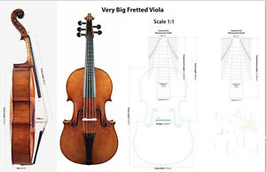 Hand made big fretted 5 string viola 17 7/8