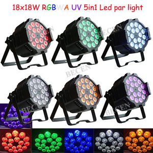 6pcs/lot 18X18W RGBWA UV 6IN1 led par can stage lighting forstage dj club