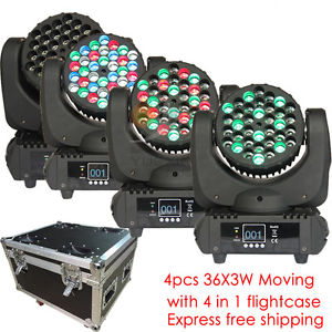 4pcs/lot 3W 36pcs  LED Moving Head Light wash DJ Club Disco Stage Party Lighting
