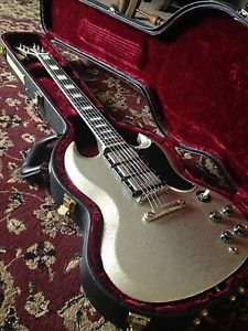 RARE Gibson Custom Shop 1961 Les Paul SG Custom Silver Sparkle 1 Of 3