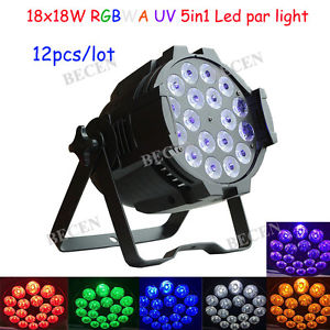 12pcs PRO LED Par 6in1 RGBWA UV 18x18W (324 Watt) BLACK LIGHT for dj party 10CH
