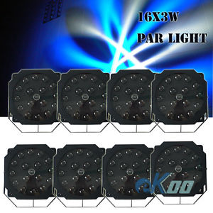 8 Units16X3W RGBW Par Light Wash DMX LED Stage Light DJ Club American