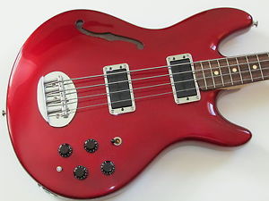 2006 LAKLAND SKYLINE HOLLOWBODY BASS CANDY RED BARTOLINI PICKUPS-NM w/GIGBAG
