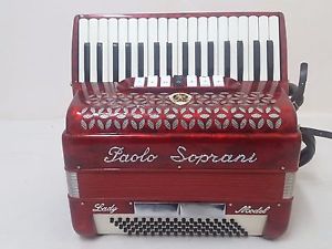 Red PAOLO SOPRANI  LADY model accordion 80 bass Italy mint condition