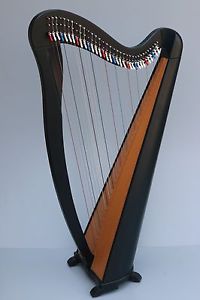 Used Aster 34-strings Lever Harp with Deluxe Carry Bag, Tax Free Delivery in USA