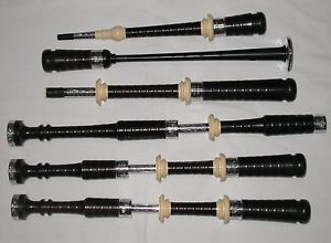 New McCallum African AB4 Imitation Ivory Thistle Engraved Bagpipes Sticks Only