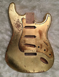 Fender Stratocaster style GOLD LEAF Custom Vintage aged nitro guitar body, relic