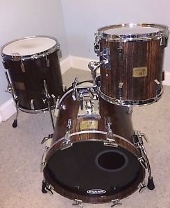SONOR SIGNATURE MAKASSAR EBONY HEAVY DRUM KIT 18/12/14FT. SONOR PEDAL & 2 CASES