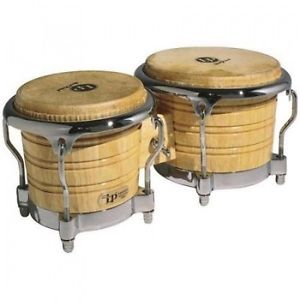 Latin Percussion LP201AX2 Generation II Bongos, Natural Finish with Chrome Comfo