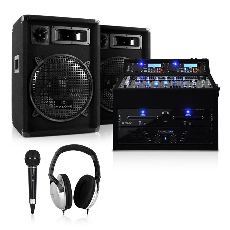 DJ PA RACK SET LAUTSPRECHER BOXEN KOMPLETT SYSTEM 800W