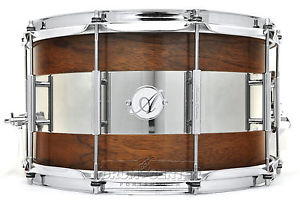 Acoutin Ply Walnut/Stainless Steel Snare Drum 14x8