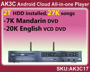 Android Cloud All-in-one Karaoke Jukebox,2TB,English VCD DVD+Mandarin DVD songs