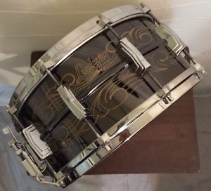 Vintage Ludwig "Black Beauty" Engraved Snare Drum - B/O Badge - Made in USA