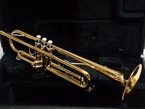 Yamaha YTR4335G Gold Lacquer BRASS Mouthpiece Hard CASE Used Student TRUMPET VG