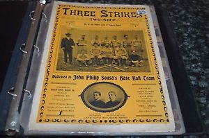 EARLY 1900s BASEBALL SHEET MUSIC COLLECTION IN BINDER!!! 9 PIECES!!! MUST SEE!!!