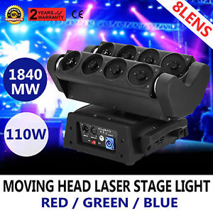 LASER SPIDER MOVING HEAD LIGHT SOUND CONTROL DMX512 RGB FAT-BEAM BARGAIN SALE