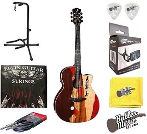Luna Vista Mustang Rosewood Back & Sides A/E Guitar w/Stand, Strings + More