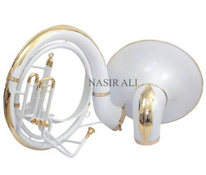 Nasir Ali White Lacquered Bb Pitch Sousaphone Big Bell New Year Sale + Free Bag