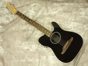 Fender TELECOUSTIC BLACK w/soft case F/S Guiter Bass From JAPAN #X1220
